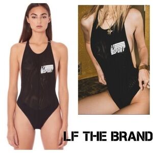 LF Sport black mesh one piece swimsuit bodysuit